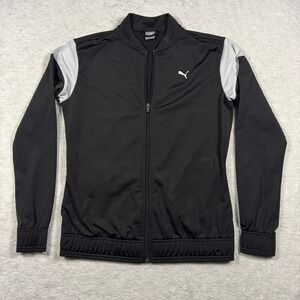 Puma Kids Black Grey Full Zip Track Jacket XL Asia Athletic Sportswear